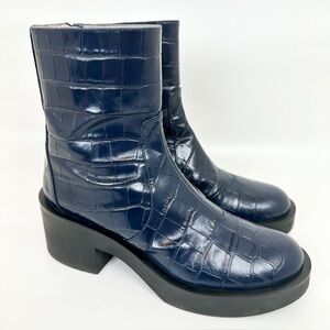 Stuart Weitzman Gotham Zip Bootie Navy Blue Women’s Size US 6.5B Retail $650